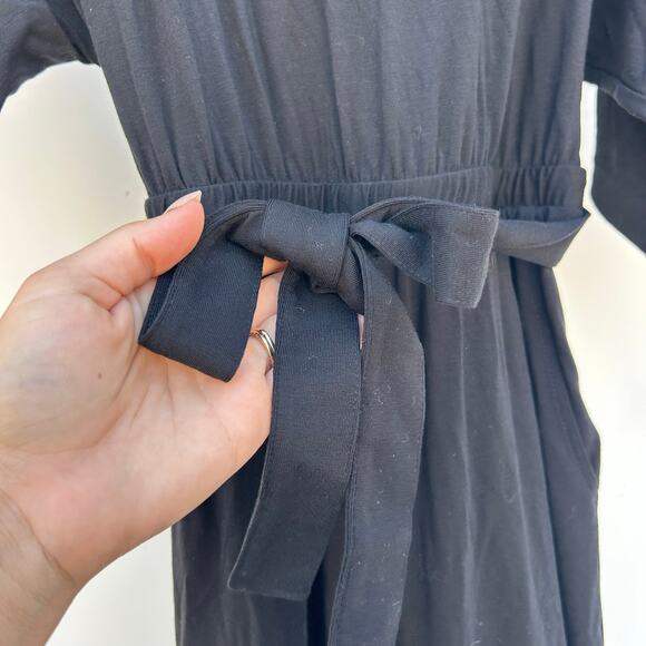 Garnet Hill Prato Knit Jumpsuit Black XS Extra Small Wide Leg Lyocell Flowy - Picture 7 of 10